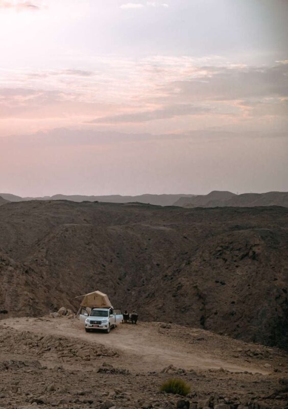 Rooftop tent in the mountains